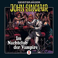 Das Cover von "Im Nachtclub der Vampire": An der Bar sitzend wird John Sinclair überraschend von vier Vampirinnen angegriffen. 