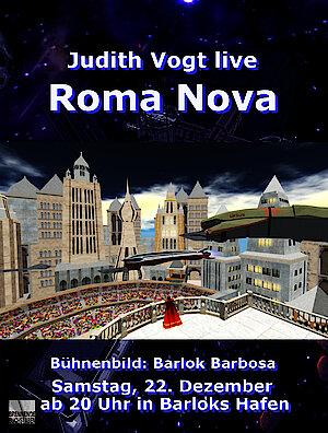 Plakat zur Lesung aus Roma Nova in Second Life am 22.12.2018